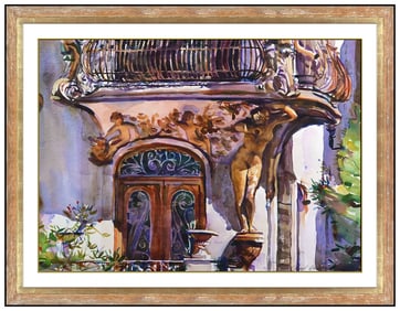 Shirl Goedike Signed Watercolor Painting Architecture Scene Framed Original Artwork