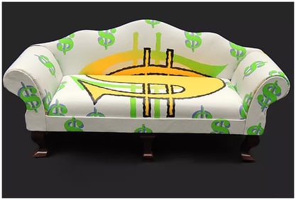 Steve Kaufman Signed Oil Painting on Canvas Pop Art Money Sculpture Original Artwork