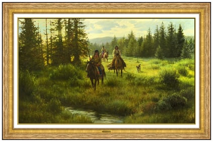 Robert Duncan Signed Oil Painting on Canvas Horse Landscape Scene Large Framed Art