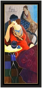 Itzchak Tarkay Large Original Embossed Serigraph Tired At Tea Signed Framed Art