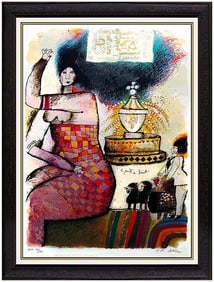 Theo Tobiasse Large Color Serigraph Hand Signed Nude Female Portrait Artwork