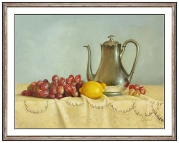 William Acheff Original Oil Painting On Canvas Signed Still Life Framed Artwork