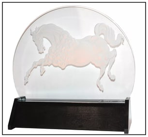 Guillaume Azoulay Golden Horse Large Lighted Luminaire Hand Signed Original Art