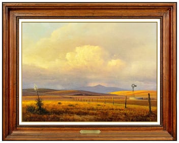 Michael Stack Original Western Painting Oil On Canvas Signed Landscape Framed