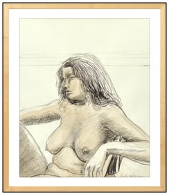 Paul Wonner Original Female Portrait Watercolor Painting Signed Framed Artwork