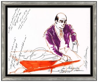 LeRoy Neiman Original Color Ink Drawing Figures Portrait Signed Framed Artwork