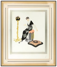Erte Harmony Large Embossed Color Serigraph Hand Signed Deco Romain Tirtoff Art