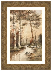 George Henry Smillie Original Watercolor Painting Signed Landscape Framed Art