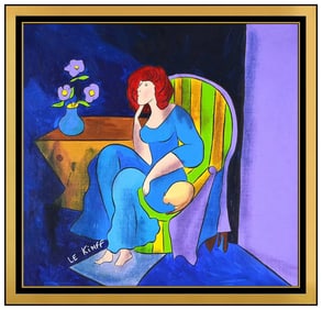 Linda Le Kinff Original Oil Painting On Canvas Female Figure Signed Framed Art