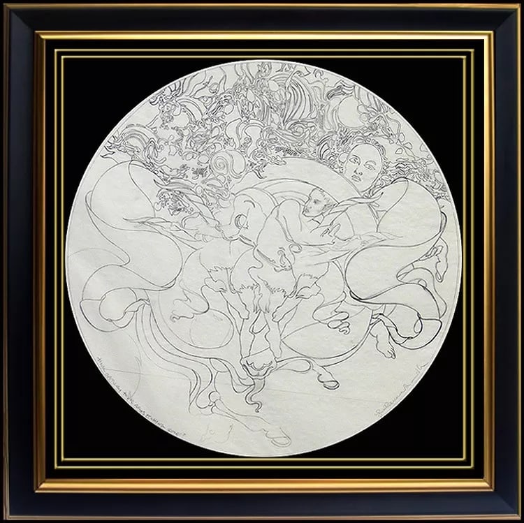 Guillaume Azoulay Large Original Drawing Study Aries Ram Zodiac Signed Artwork (1 of 5)