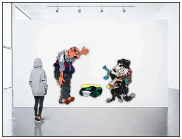 Ricky Bernstein Mischievous Max Wall Sculpture Hand-Blown Glass Signed Artwork