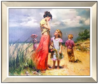 Pino Daeni Original Embellished Giclee On Canvas Large Signed Remember When Art