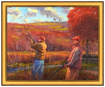 George Van Hook Oil Painting On Canvas Large Bird Wildlife Hunting Signed Art