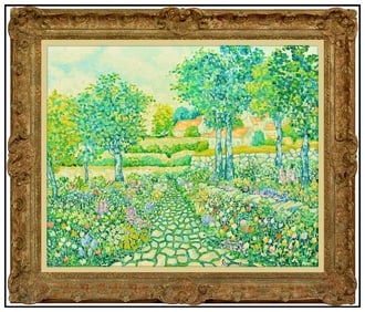 Ernst Strassner Original Painting Oil On Canvas Signed Floral Landscape Artwork