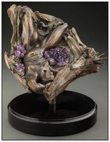 M.L. Snowden Amethyst Geode Iii Bronze Sculpture Hand Signed Male Figure Artwork