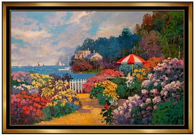 Ming Feng Original Signed Oil Painting Landscape Seascape Canvas Large
