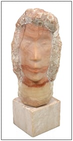 Chaim Gross Original Signed Alabaster Sculpture Figurative Portrait