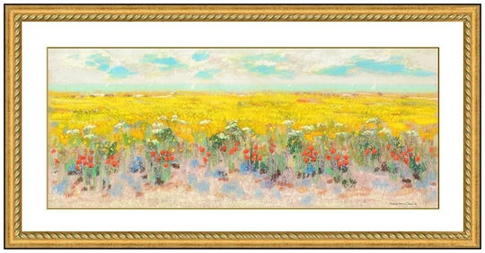 Natale Addamiano Original Signed Pastel Painting Landscape Floral Framed