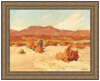 George K Brandriff Original Signed Oil Painting Desert Landscape Board Framed