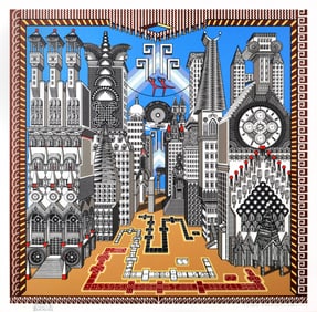 Pedro Friedeberg Malabaristas Parapsicológicos II Signed Color Serigraph Geometric Abstract