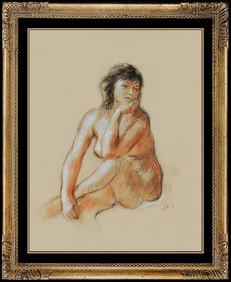 Robert Philipp Original Signed Pastel Painting Female Portrait Nude Rare