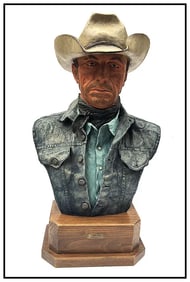 Harry Jackson Signed Hand Painted Bronze Sculpture Foreman Cowboy