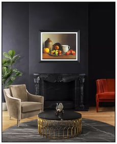 Andrew Hemingway Original Signed Pastel Painting Still Life Board Framed