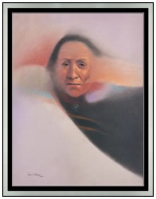 David Johns Original Signed Pastel Painting Figures Paper Framed