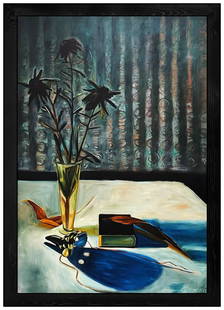 Suzanne Caporael Original Signed Oil Painting Still Life Canvas Large: This lot includes:Gallery COA & free domestic shipping (*insurance and international shipping for an additional charge)Artist: Suzanne CaporaelTitle: ImpostureMedium: oil painting on canvasSize: 72" x