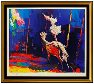 Nicola Simbari Large Signed Embossed Color Serigraph Cheval Blanc Horse