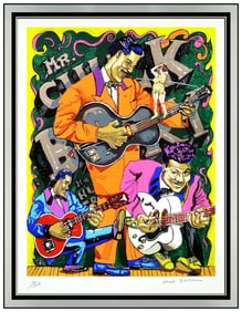 Red Grooms Original Signed Chuck Barry Silkscreen Die-Cut Collage Framed
