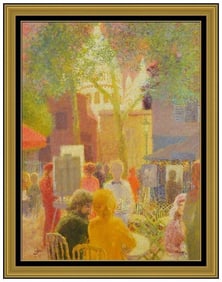 Louis Fabien Large Original Cityscape Oil Painting on Canvas Signed Framed Art