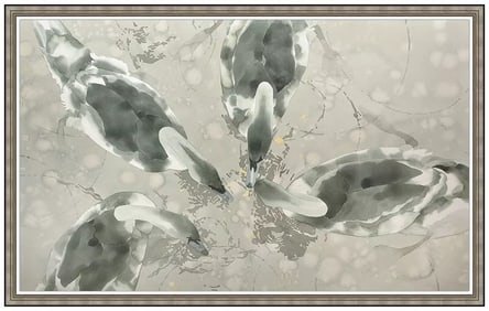 William Garbe Large Original Wildlife Watercolor Painting Signed Framed Art
