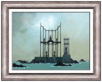 Gaston Bogaert Original Surreal Seascape Painting on Canvas Signed Framed Art