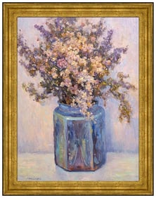 James Poulson Original Floral Still Life Oil Painting on Board Signed Framed Art