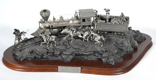 Michael Boyett Attack on Iron Horse Full Round Signed Western Sculpture Art