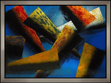 Judy Stabile Large Original Abstract Acrylic Painting on Glass Signed Artwork