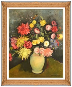 Eugen Spiro Original Floral Still Life Oil Painting on Canvas Signed Framed
