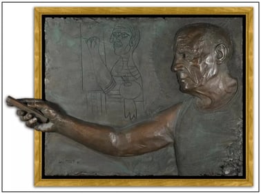 Bill Mack Picasso Figure Original Bonded Bronze Relief Sculpture Signed Art
