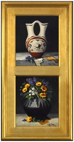 Rose Ann Day 2 Original Still Life Oil Paintings on Board Signed Framed Art