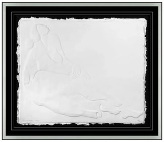R.C. Gorman Original Paper Relief Sculpture Signed Framed Figurative Art