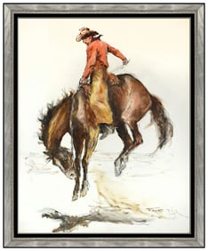 Pal Fried Original Horse Figures Oil Painting on Canvas Signed Framed Artwork