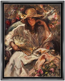 Jose Royo Sol Y Sombra Large Color Serigraph on Board Signed Portrait Art