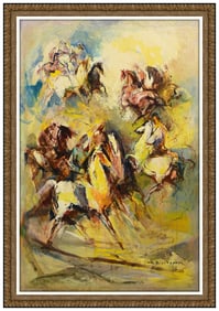 William Meyerowitz Large Original Horse Oil Painting on Canvas Signed Framed