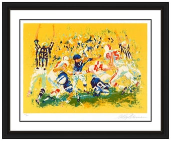 Leroy Neiman Touchdown Original Color Serigraph Signed Athlete Framed Artwork