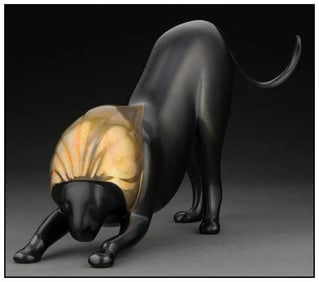 Loet Vanderveen Original Leo Lion Bronze Sculpture Signed Wildlife Animal Art