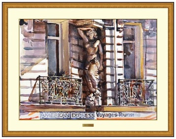 Shirl Goedike Large Original Architectural Watercolor Painting Signed Framed