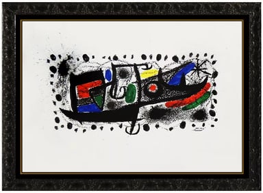 Joan Miro Und Katalonien Original Color Lithograph Signed Abstract Framed Art
