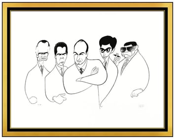 Al Hirschfeld The Sopranos Original Lithograph Caricature Signed Framed Art