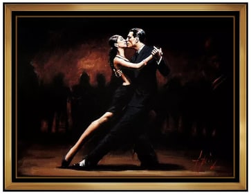 Fabian Perez Paris Tango Large Embellished Giclee Signed Dance Art on Canvas